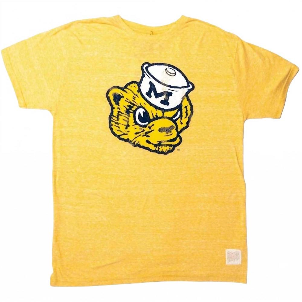 NEW THE ORIGINAL RETRO BRAND michigan wolverine vintage tee in gold